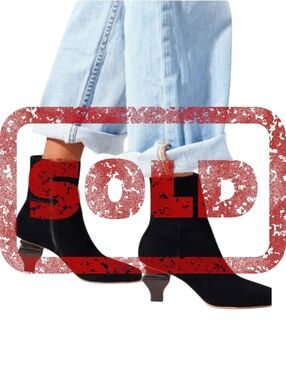 SOLD DO NOT BUY Charlotte Stone Black Stickley‎ Heeled Boots Suede Velvet Wood
